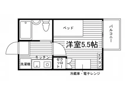 メゾン春の丘(1K/1階)の間取り写真