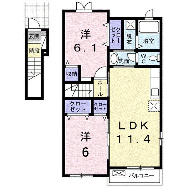 アドラブールA(2LDK/2階)の間取り写真