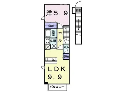 モンブランA(1LDK/2階)の間取り写真
