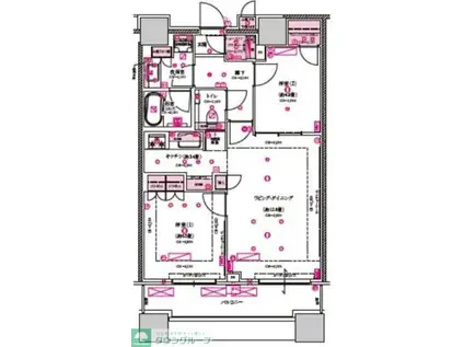 目黒第一マンションズ(2LDK/13階)の間取り写真