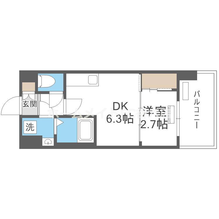 ALIVIS放出(1DK/10階)の間取り写真