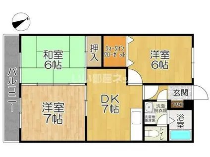 ヒルズ守恒(3DK/1階)の間取り写真