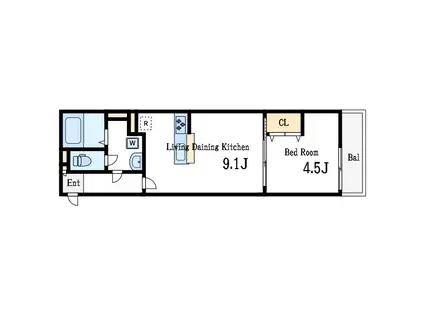 IXO南篠崎(1LDK/1階)の間取り写真