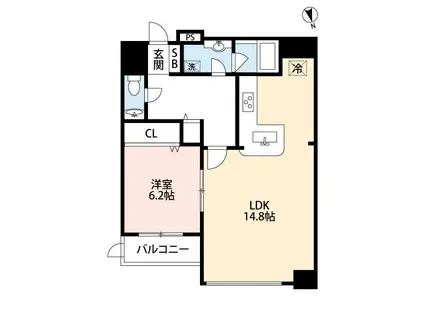 白金タワー(1LDK/19階)の間取り写真