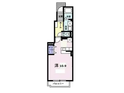 マロン・ツリーB(ワンルーム/1階)の間取り写真