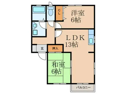 ベルエポック尾倉(2LDK/2階)の間取り写真
