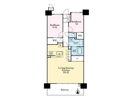 フォレシアム エアリーハウス(2LDK/9階)の間取り写真