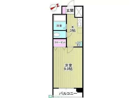 プランドール柏台(1K/4階)の間取り写真