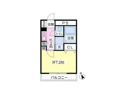 アレグリアプレイス熊取(1K/1階)の間取り写真