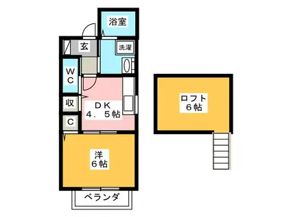サンフォレスト入生田第三棟(1DK/2階)の間取り写真