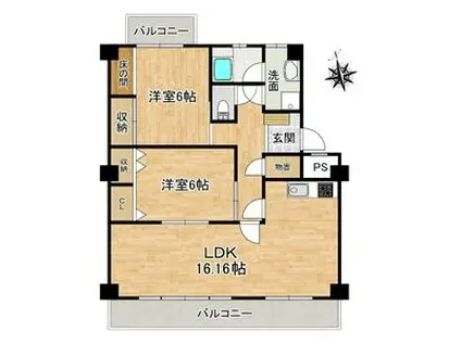 ソラリス(2LDK/1階)の間取り写真