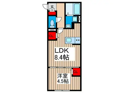 IXO入谷(1LDK/2階)の間取り写真