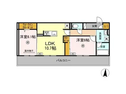 リヴィエール友丘(2LDK/1階)の間取り写真