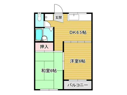 セントラルハイツうえき(2DK/3階)の間取り写真