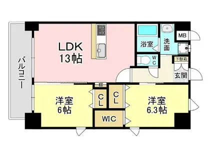 メディプラカーサ(2LDK/13階)の間取り写真