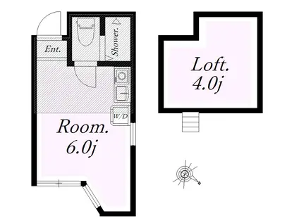 ユナイト日の出町パトリアージュの杜(ワンルーム/2階)の間取り写真