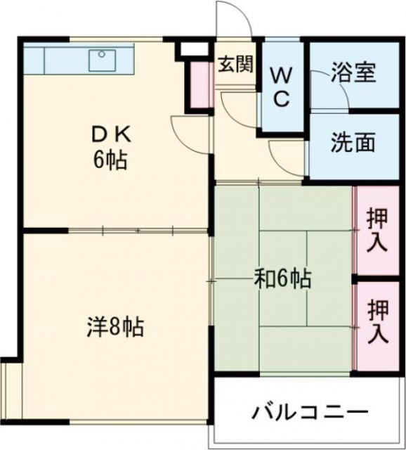 ハイツハツミA(2DK/1階)の間取り写真