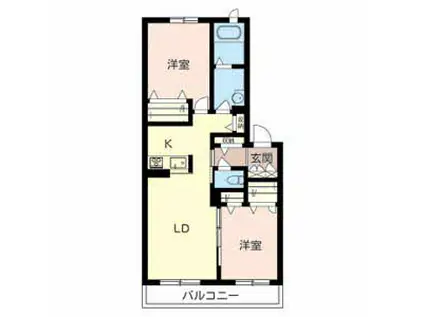 シャーメゾン原田元町(2LDK/2階)の間取り写真