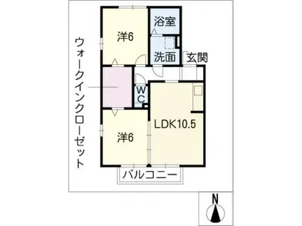 花水木の家II(2LDK/2階)の間取り写真