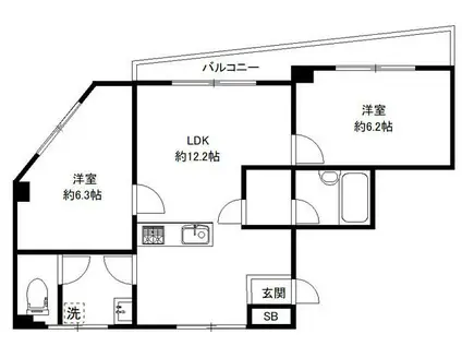 神田ビル(2LDK/5階)の間取り写真