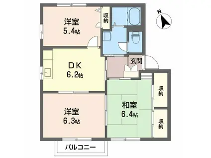 シャーメゾン宮崎(3DK/1階)の間取り写真