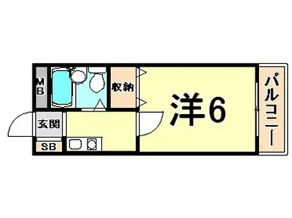 ユニテック武庫之荘(1K/3階)の間取り写真