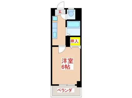 グリンベルみづほ(1K/2階)の間取り写真