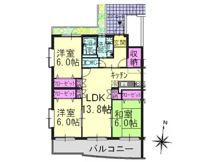 アネシス(3LDK/1階)の間取り写真