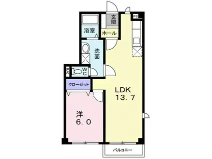 ソレアード71A(1LDK/1階)の間取り写真