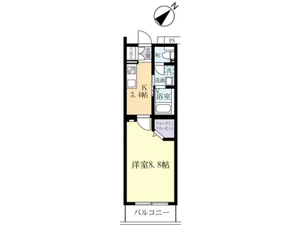 ウイングコート末広町(1K/4階)の間取り写真