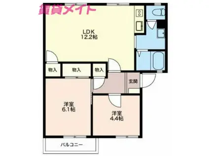 グランシャリオ日永西 C(2LDK/2階)の間取り写真