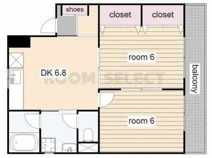 ハイツ旭(2DK/5階)の間取り写真