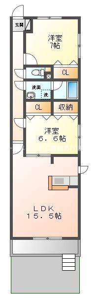 エスポワール(2LDK/1階)の間取り写真