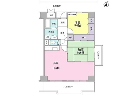 ポルト堺I(2LDK/12階)の間取り写真