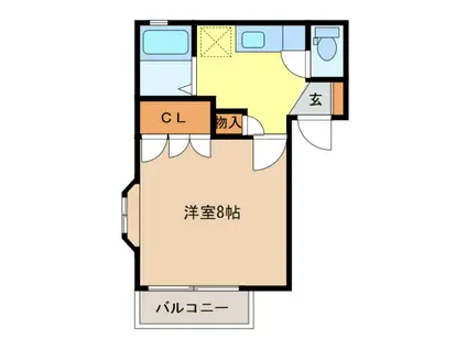 ウイングスタチバナ 東(1K/2階)の間取り写真