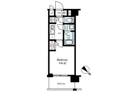 クリスタルグランツみなとシティ(1K/6階)の間取り写真