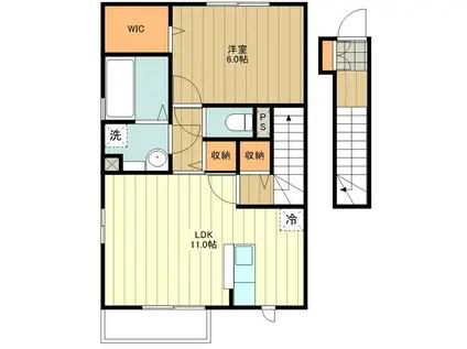 DL リヴェール(1LDK/2階)の間取り写真