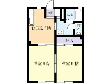 ラフォーレ西並木A(2DK/2階)の間取り写真