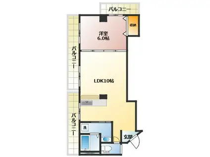 矢尾板マンション(1LDK/2階)の間取り写真