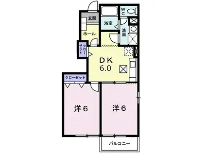 プリムローズ A(2DK/1階)の間取り写真