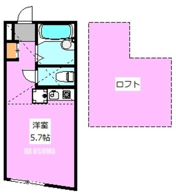 パークヒルズ板橋(ワンルーム/2階)の間取り写真