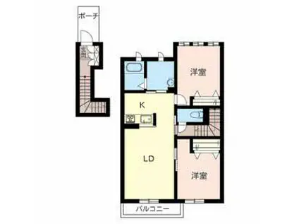 エスポワールアイ北春日丘III(2LDK/2階)の間取り写真