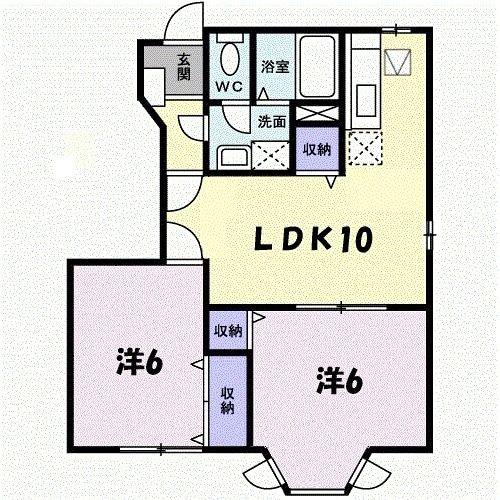 ライジングヒルズ(2LDK/1階)の間取り写真