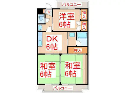 グランドール良(3DK/3階)の間取り写真