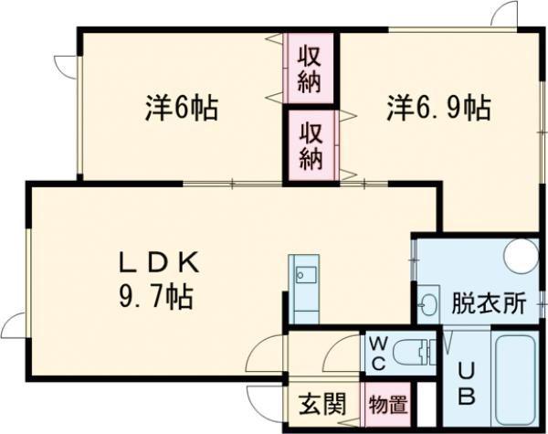 ウィステリア(2LDK/2階)の間取り写真