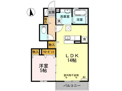 ミクスト(1LDK/1階)の間取り写真