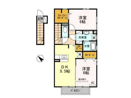 ピュアコート B(2DK/2階)の間取り写真