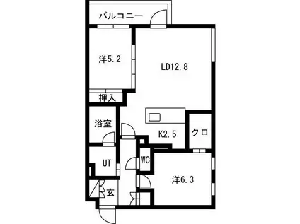 PRIME COURT LA F 平岸(2LDK/4階)の間取り写真