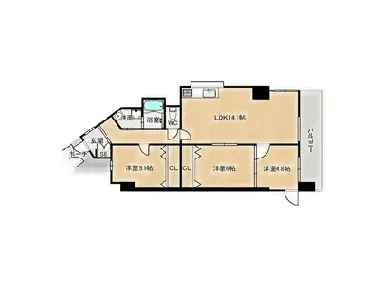 ナビール城東(2LDK/2階)の間取り写真