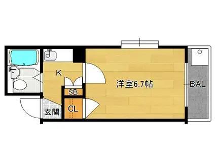 デトムワン烏丸鞍馬口(1K/1階)の間取り写真